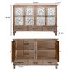 59.06" Chic Natural Wood Carved Floral Accent Cabinet,4 Doord 3 drawers Sideboard Buffet with Adjustable Shelves,Stylish Storage for Living Room, Kitchen,and Dining, Easy Assembly,Durable MDF,Natural view 2