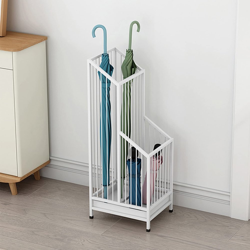 KOMFGT Umbrella Stand, Umbrella Stands Simple and Stylish Umbrella Organizer Multifunctional Home Entrance Umbrella Holder with Drip Tray for Office, Hallway, Porchand Door (White L)