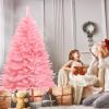 6FT Artificial Christmas Tree, White Flocked Christmas Tree with Dense Branches, Snow Flocked Holiday Xmas Pine Tree with Iron Base, for Home, Office, Party Decoration, Arbol de Navidad (6FT-Pink) view 4