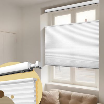 HOTSOON No Drill No Tools Blackout Cellular Shades Top Down Bottom Up Cordless Window Blinds Easy to Install Honeycomb Blinds for Indoor Windows,Bedroom,Light Filtering White,Custom Size