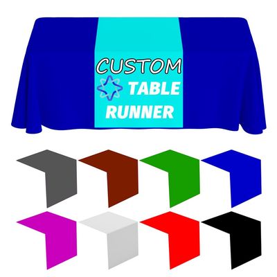 Custom Table Runner with Business Logo Text, Personalized Table Runner for Party Birthday Wedding, Customized Tablecloth Runners for Festival Celebration Vendor Tradeshow Events, Cyan, 24x72Inch
