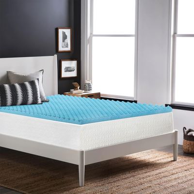 Zayton, 2-Inch Premium Convoluted Gel Memory Foam Toppers for Enhanced Comfort and Support, Queen, Blue