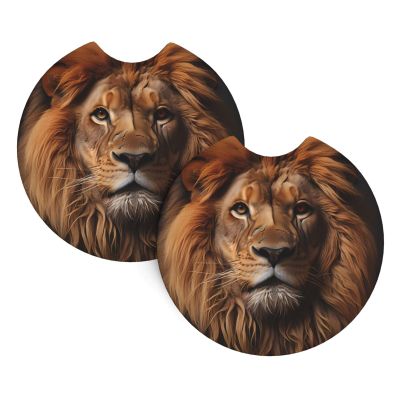 The Lion's Gaze Car Interior Coasters, 2.7 Inch Diameter Car Drink Absorbent Coasters 2 Pack, Auto Accessories, Cars, Trucks, SUVs