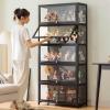 Display Cabinet for Collection, Floor Standing Home Living Room Display Case with Acrylic Flip Doors, Collectibles Toy Books Storage Organizers Rack(Brown,60x33x172cm) view 3