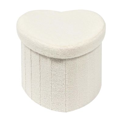 Storage Ottoman Cube, Heart Shaped Ottomans with Foot Stool Footrest, Footrest and Seat Cube with Wooden Feet and Lid, Storage Footrest, Foot Rest Stool, for Living Room, Bedroom
