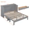 JIJIWANG Full Size Murphy Bed with Charging Station and Large Drawers,Rattan Mobile Cabinet Bed,Wood Wall Bed Murphy Bed Space-Saving Folding Murphy Bed for Guest Bedroom, Living Room,Gray view 2