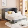 JIJIWANG Full Size Murphy Bed with Charging Station and Large Drawers,Rattan Mobile Cabinet Bed,Wood Wall Bed Murphy Bed Space-Saving Folding Murphy Bed for Guest Bedroom, Living Room,Gray view 3