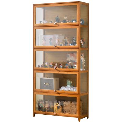 Display Cabinet for Collection, Floor Standing Home Living Room Display Case with Acrylic Flip Doors, Collectibles Toy Books Storage Organizers Rack(Brown,80x33x172cm)