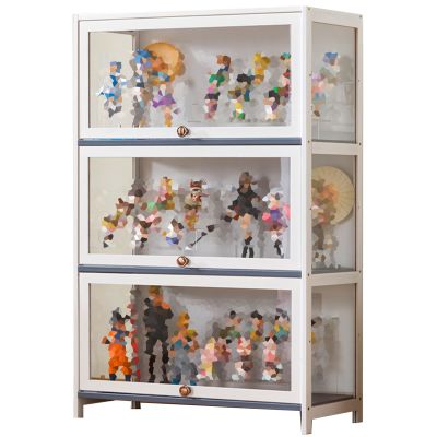 Display Cabinet for Collection, Floor Standing Home Living Room Display Case with Acrylic Flip Doors, Collectibles Toy Books Storage Organizers Rack(White,70x33x106cm)