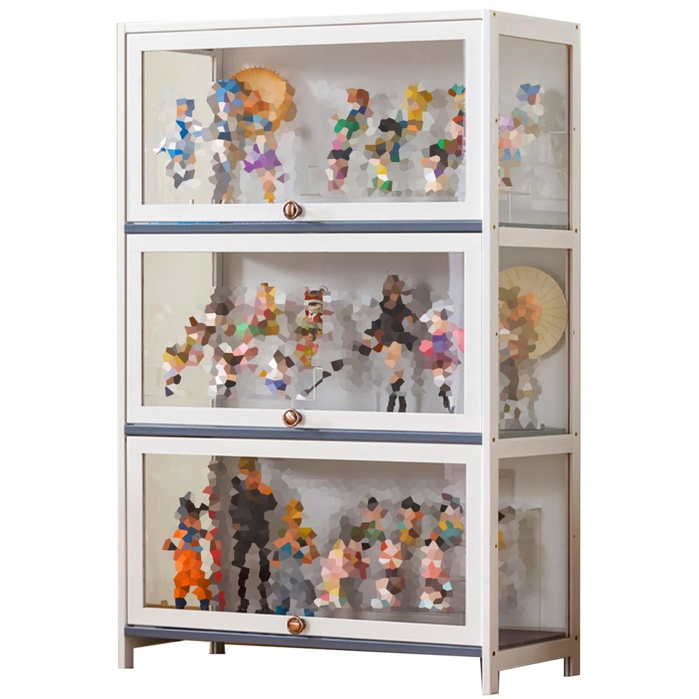 Display Cabinet for Collection, Floor Standing Home Living Room Display Case with Acrylic Flip Doors, Collectibles Toy Books Storage Organizers Rack(White,70x33x106cm)