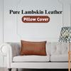 Ganloz 100% Lambskin Leather Pillow Cover - Sofa Cushion Case - Decorative Throw Covers for Living Room & Bedroom, 22X30 Inch - Antique Brown Plain Pack of 1 view 2