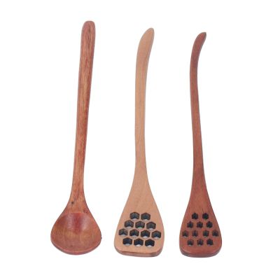 3pcs Honey Dipper Stick Set, Multipurpose Wooden Honey Dipper Spoons, Long Handle, Reusable, with Unique Designs, for Honey, Coffee, Tea, and More