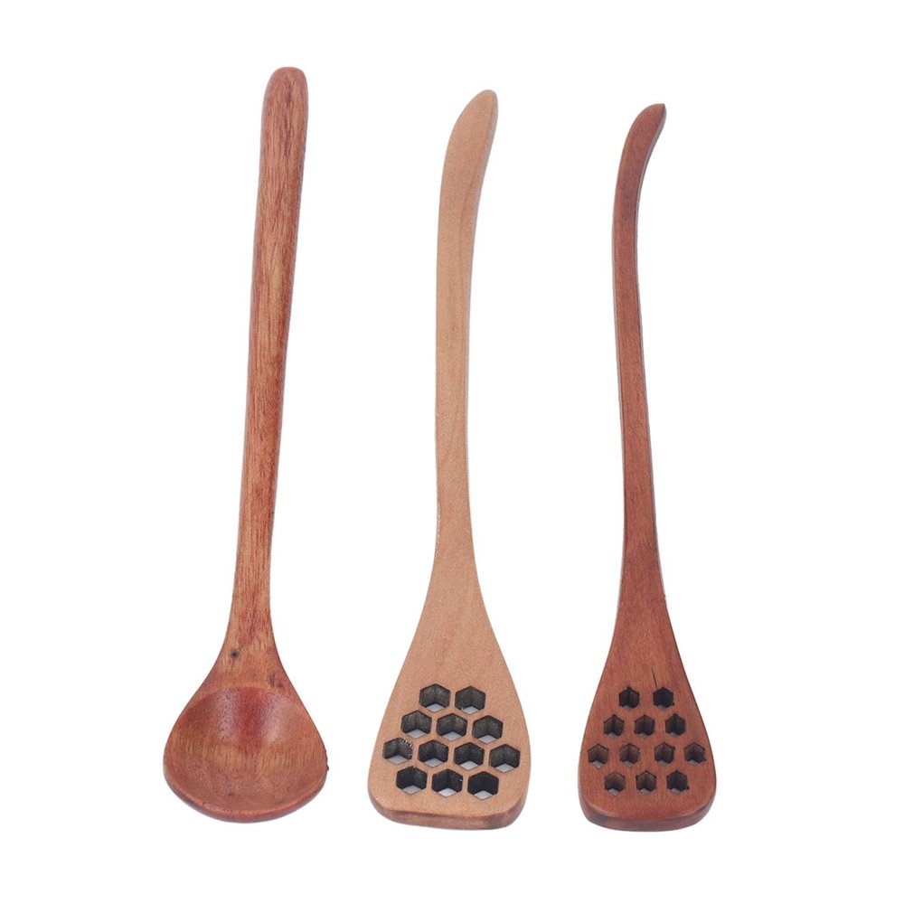 3pcs Honey Dipper Stick Set, Multipurpose Wooden Honey Dipper Spoons, Long Handle, Reusable, with Unique Designs, for Honey, Coffee, Tea, and More
