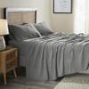 Superior Cotton Linen Blend Sheet Set, Bedsheets for Home Decor, Modern Solid Bedding Includes 1 Oversized Fitted Sheet, 1 Flat Sheet, 2 Pillowcases, Bedroom Essentials, Queen Size, Charcoal view 1