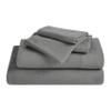 Superior Cotton Linen Blend Sheet Set, Bedsheets for Home Decor, Modern Solid Bedding Includes 1 Oversized Fitted Sheet, 1 Flat Sheet, 2 Pillowcases, Bedroom Essentials, Queen Size, Charcoal view 2