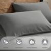 Superior Cotton Linen Blend Sheet Set, Bedsheets for Home Decor, Modern Solid Bedding Includes 1 Oversized Fitted Sheet, 1 Flat Sheet, 2 Pillowcases, Bedroom Essentials, Queen Size, Charcoal view 4