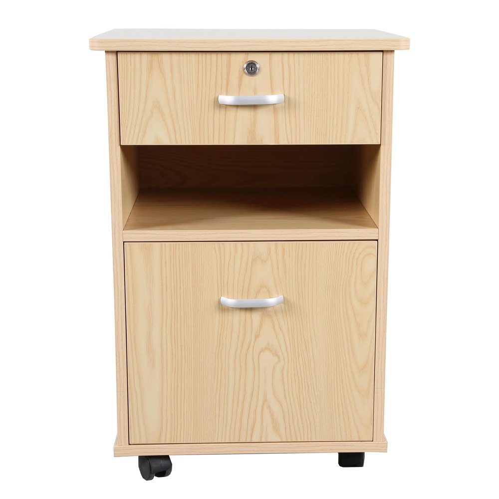 INTEGRITY UNITED COSTCARE Premium Bedside Cabinet with Wheel and Key (Oak)