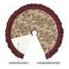 Cute Dog Bone Bowl Woof Paw Christmas Plaid Tree Skirt for Xmas Holiday Party Decorations view 3