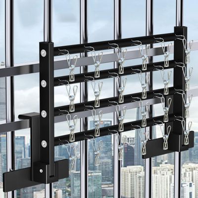 Folding Laundry Drying Rack with Sock Clip, Radiator Dryer Clothes Airer Clothes Drying Racks for Balcony Railings Windowsill, Space Saver