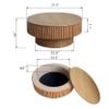 31.5'' Round Coffee Table for Living Room, Solid Wood Veneered Modern Nesting Coffee Tables with Storage, Circle Fluted Drum End Side Accent Tea Table for Apartment Office, Natural Wood view 2