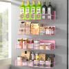 DTUQYX Magnetic Spice Rack for Refrigerator, 4 Pack 100% Metal Strong Magnet Fridge Shelves, Space Saving Spice Organizer, No Drilling Moveable Home Kitchen Laundry Room Storage Organization, Pink view 1