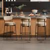 DYHOME Bar Stools Set of 3, 24 Inches Modern Counter Height Bar Stools with Curved Back Metal Legs, Beige Upholstered Boucle Barstools for Kitchen Island, Cafe view 1