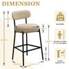 DYHOME Bar Stools Set of 3, 24 Inches Modern Counter Height Bar Stools with Curved Back Metal Legs, Beige Upholstered Boucle Barstools for Kitchen Island, Cafe view 2