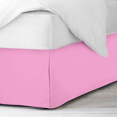 Box Pleated Bed Skirt, Twin XL Size, 14 Inch Tailored Drop 100% Egyptian Cotton 1000 TC Bed Skirt - Luxury Pleated Dust Ruffle, Hotel Quality Modern Bed Skirt, Easy Fit with Pink Solid