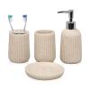 Tefola Beige Bathroom Accessories Set, 4 Pcs Resin Gift Set Apartment Necessities with Soap Dispenser,Toothbrush Holder,Bathroom Tumbler,Soap Dish for Vanity Countertop Accessories view 1