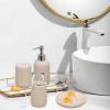 Tefola Beige Bathroom Accessories Set, 4 Pcs Resin Gift Set Apartment Necessities with Soap Dispenser,Toothbrush Holder,Bathroom Tumbler,Soap Dish for Vanity Countertop Accessories view 2