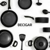 BECIGAR 8pcs Black Ceramic Pots and Pans Set, Cooking Pan Set,Cooking Pot Set Ceramic Pan Set, Nonstick Cookware Set, Induction Safe Kitchen Cooking Set with Frying Pans, Saucepans, shovel and Ladle view 4