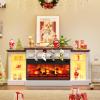 AMERLIFE 70" Electric Fireplace with Mantel, Farmhouse 3-Sided Fireplace TV Stand for TVs up to 75 Inch, Entertainment Center with Adjustable Shelves & LED Light, Distressed White view 1