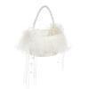 White Hamper, White Flower Girl Basket, Flower Girl Basket with Lace, Romantic Wedding Petal Basket, Pendant Drill Flower Baskets for Wedding Home Decor view 1