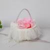 White Hamper, White Flower Girl Basket, Flower Girl Basket with Lace, Romantic Wedding Petal Basket, Pendant Drill Flower Baskets for Wedding Home Decor view 2