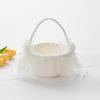 White Hamper, White Flower Girl Basket, Flower Girl Basket with Lace, Romantic Wedding Petal Basket, Pendant Drill Flower Baskets for Wedding Home Decor view 3