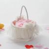 White Hamper, White Flower Girl Basket, Flower Girl Basket with Lace, Romantic Wedding Petal Basket, Pendant Drill Flower Baskets for Wedding Home Decor view 4