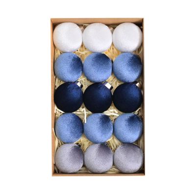 15 Pcs Velvet Christmas Balls - 2.36 Inch Flocked Hanging Ornaments Set for Xmas Tree Decoration, Party and Home Decor