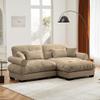 94" Modular Sectional Sofa,Velvet Upholstered Couches for Living Room,3 Seater Camel Sofa Couch with Movable Ottoman,Big Comfy Loveseat Sofa with Deep Seats for Living Room,Apartment,Bedroom view 3