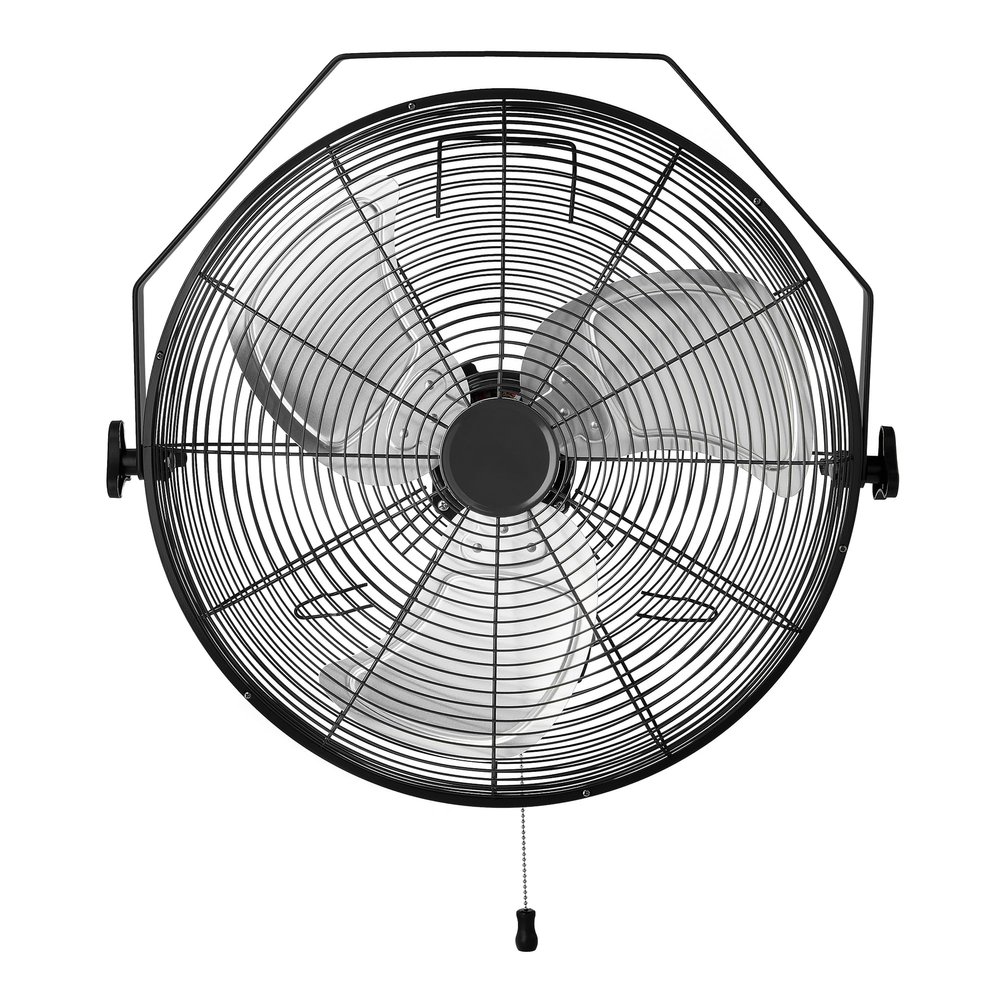 Amazon Basics 18" Indoor Wall-Mounted Industrial Fan with Three Speeds, High CFM, Heavy-Duty Metal Blades, Tilt Head, for Commercial Use, Warehouse, Basement, Black