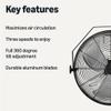 Amazon Basics 18" Indoor Wall-Mounted Industrial Fan with Three Speeds, High CFM, Heavy-Duty Metal Blades, Tilt Head, for Commercial Use, Warehouse, Basement, Black view 2