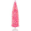 Best Choice Products Pre-Lit Pink Pencil Christmas Tree, 9ft Slim Lighted Artificial Dcor w/Incandescent White Lights, Skinny Tree, Metal Base view 1