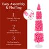 Best Choice Products Pre-Lit Pink Pencil Christmas Tree, 9ft Slim Lighted Artificial Dcor w/Incandescent White Lights, Skinny Tree, Metal Base view 4