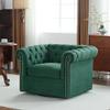 Christopher Knight Home Oakley Chesterfield Fabric Upholstered Club Chair, Button-Tufted 360 Swivel Sofa, Scrolled Arm Living Room Sofa, No Assembly Required Furniture, Dark Green view 4