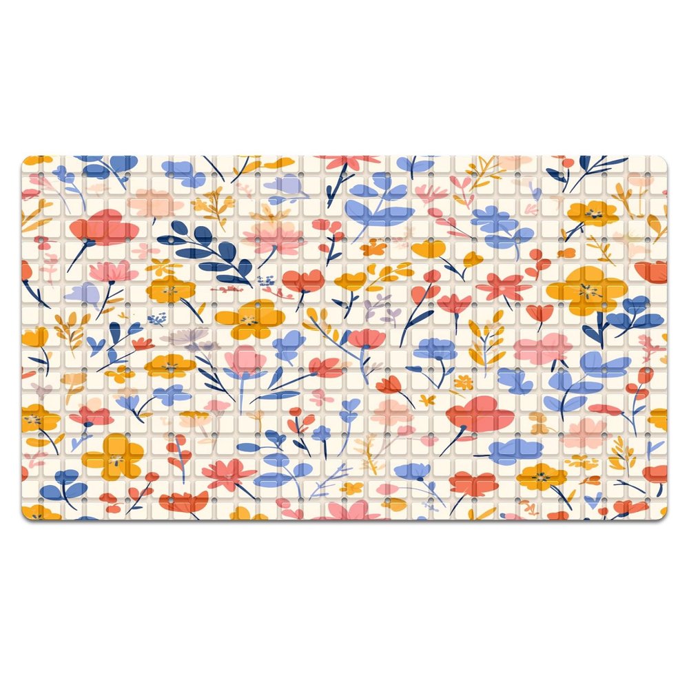 Bath Tub Shower Mat Non Slip 26.8in x 15in Large Bath Mat with Suction Cups Kids and Elderly Bathtub Mats Botanic