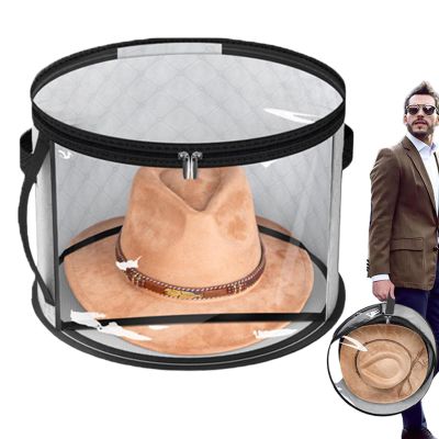 Hat Boxes for Men | Soft Transparent Hat Box Container with Zipper - Foldable Large Capacity Organizing Box, Multifunctional Hat Storage Bag for Gloves Plush Toys Scarf