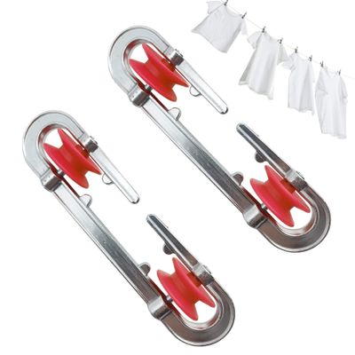 Gcroet Clothesline Spreader 2Pcs Aluminium Heavy Duty Outdoor Clothes Line Separator Pulley for Long Clothesline and Heavy Loads ...