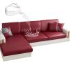 CLGTY Waterproof Couch Cushion Covers for Sofa, PU Leather L-Shaped Seat Cushion Cover Individual Separate Sectional Sofa Slipcovers Form Fitted for Cat Dog-Wine red-Large 2 Seater view 1