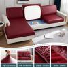 CLGTY Waterproof Couch Cushion Covers for Sofa, PU Leather L-Shaped Seat Cushion Cover Individual Separate Sectional Sofa Slipcovers Form Fitted for Cat Dog-Wine red-Large 2 Seater view 4