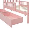 Harper & Bright Designs Twin Size Platform Bed with Storage Drawers and Guardrails, Wood Twin Bed Frame for Kids, Pink view 4