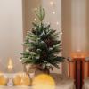 2pcs Mini Christmas Tree with Light Decoration and Gift, Table Top Christmas Tree, with Wooden Base for Christmas Decorations view 3